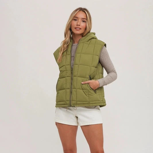 Puffer Zip-Up Hooded Vest