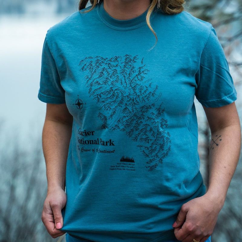 Glacier National Park Topography Tee - Ice Blue