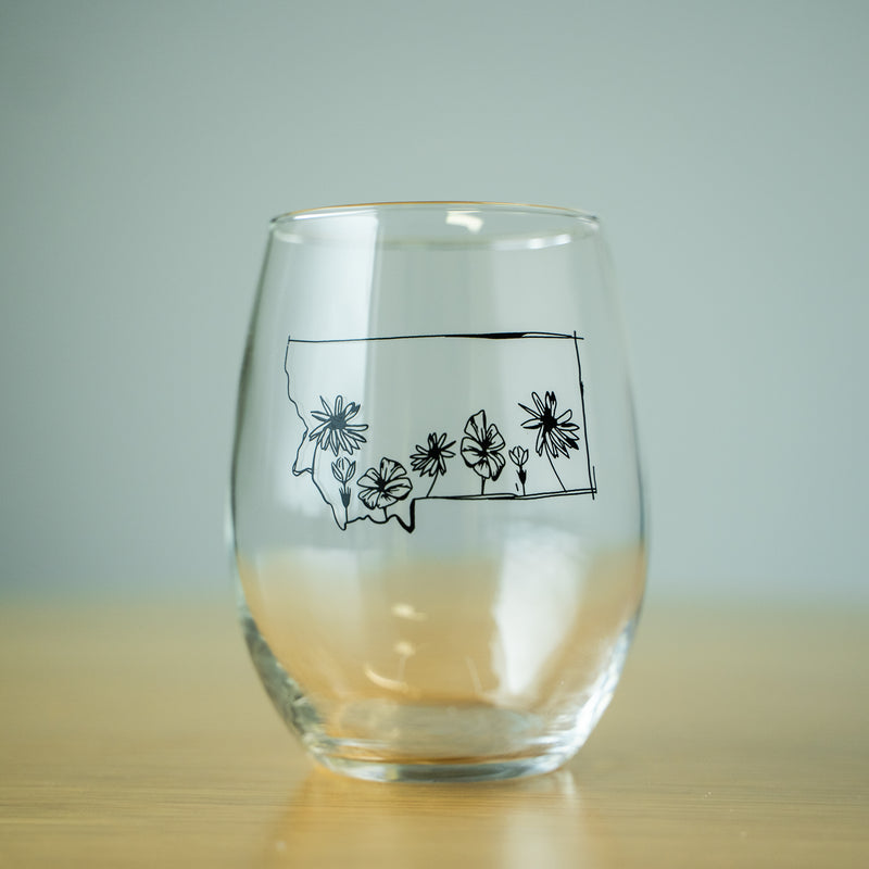 Montana Wildflower Stemless Wine Glass