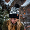 Geometric Pom Beanie - Dark Teal/Black