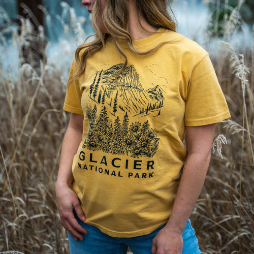 Glacier National Park Unisex Tee - Mustard