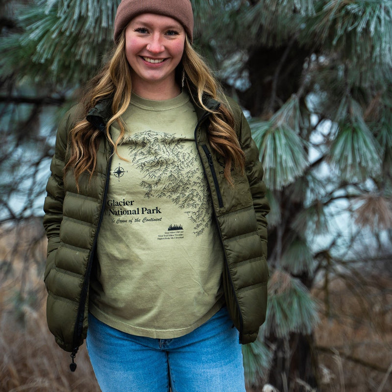 Glacier National Park Topography Tee - Khaki