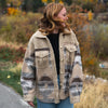 Western Aztec Print Sherpa Splicing Buttoned Coat