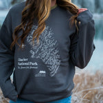 Glacier National Park Topography Unisex Pullover - Asphalt