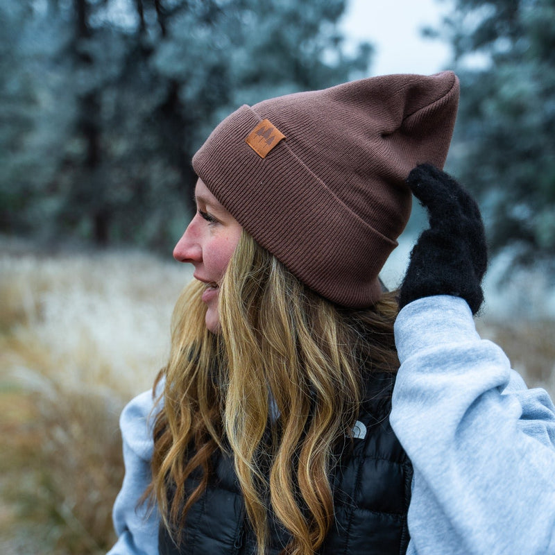 Three Tree Foldover Beanie - Brown