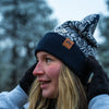 Daisy Fold Over Beanie - Orange/Black