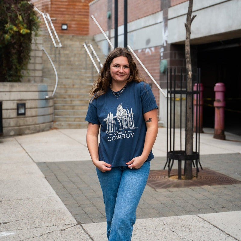 Cool It Cowboy Relaxed Unisex Tee - Denim