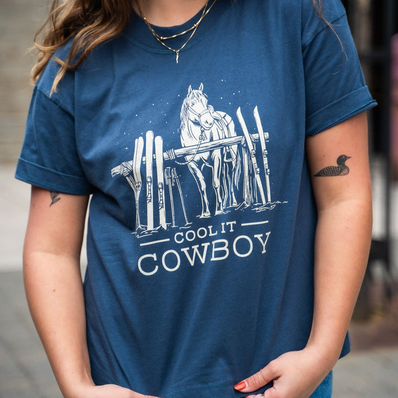 Cool It Cowboy Relaxed Unisex Tee - Denim