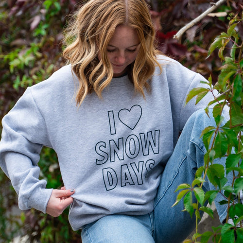 I Heart Snow Days Unisex Pullover - Heather Grey