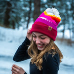 Mountains Pom Beanie - Berry/Navy