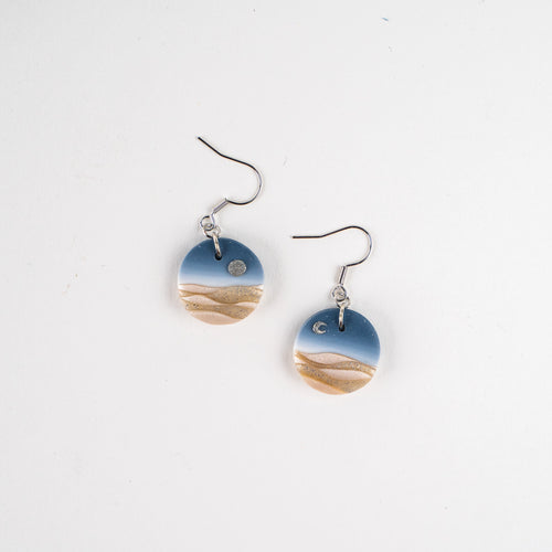 Big Sky Montana Landscape Clay Earrings, Sun Moon Dangles