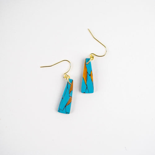 Faux Turquoise Clay Earrings, Minimalist Fish Hook Dangles