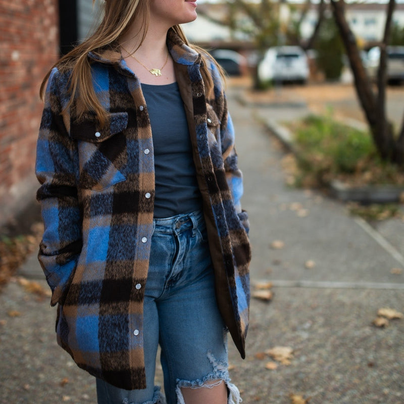 Button Down Plaid Shacket