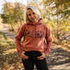 Mountain Sketch Ladies Crop Hoodie - Desert Rose