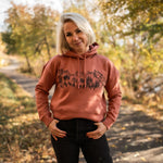 Mountain Sketch Ladies Crop Hoodie - Desert Rose