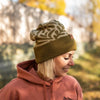 Floral Pattern Fold Over Beanie - Magenta/Olive