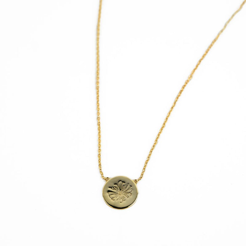 Flower Stamped Necklace - Gold