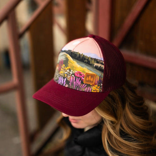 Wildflower Field Unisex Trucker - Maroon