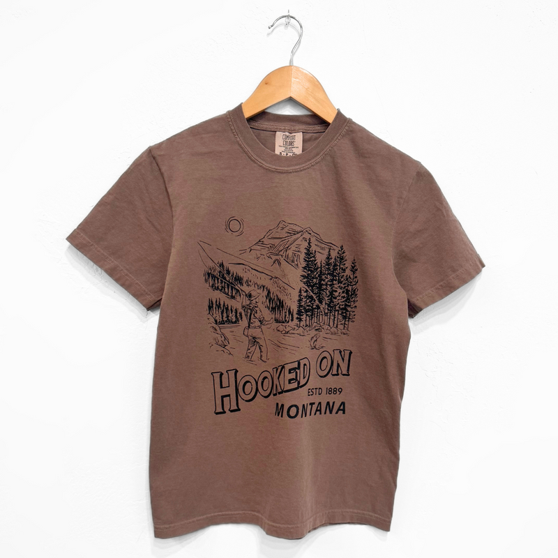 Hooked On Montana Unisex Tee - Espresso