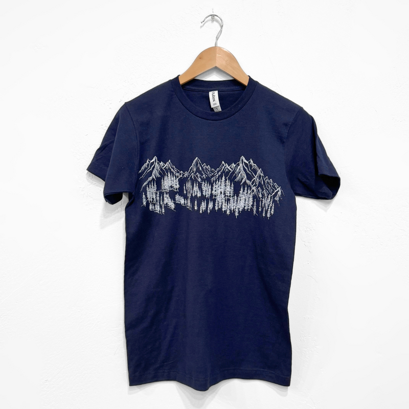 Mountain Sketch Unisex Tee - Navy