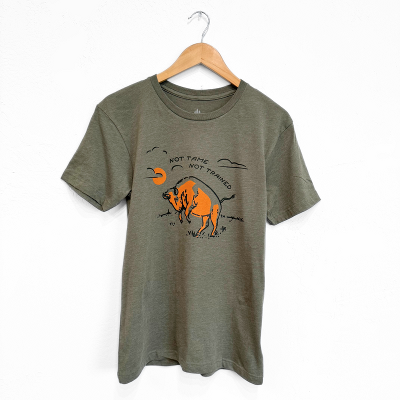 Not Tame Bison Unisex Tee - Vintage Military Green