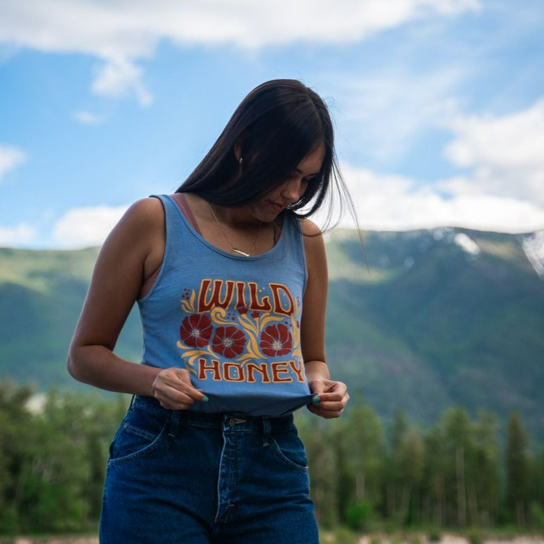 Wild Honey Tank - Faded Denim (bozeman) - The Montana Scene