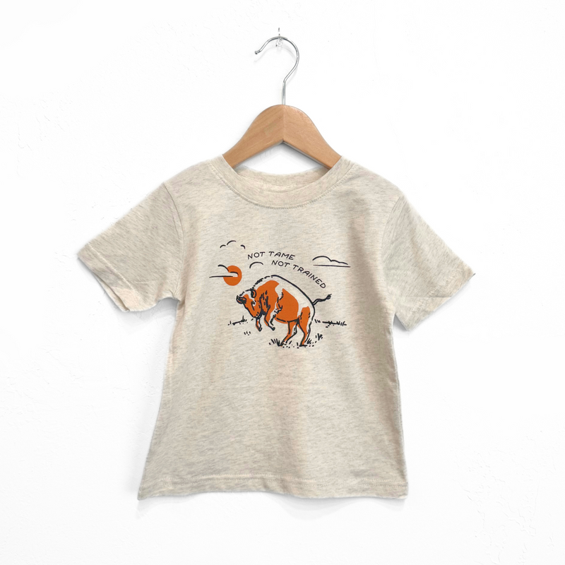 Not Tame Bison Toddler Tee - Heather Natural