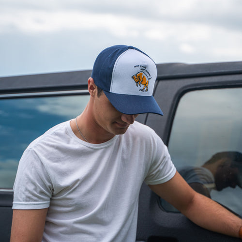 Not Tame Bison Trucker - Navy/White