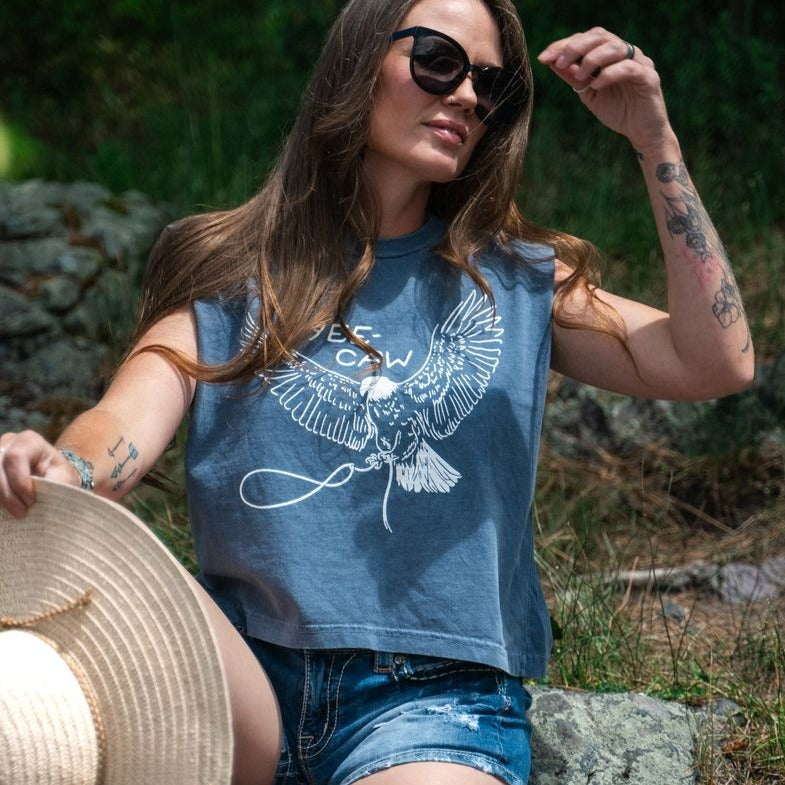 Yee-Caw Ladies Muscle Tee - Faded Navy