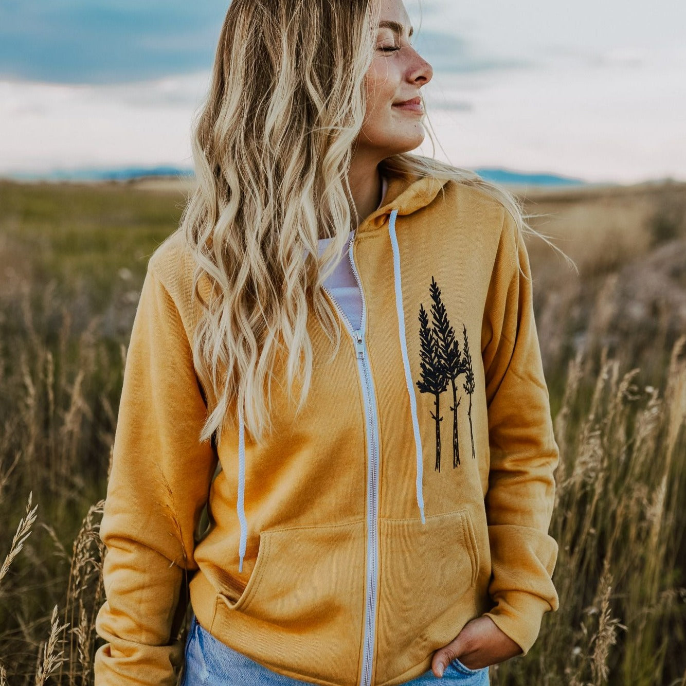 Mustard yellow clearance zip hoodie